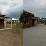 Before and After in Gisborne Before-and-after comparison of a property showing a transition from bare earth to a concrete driveway.